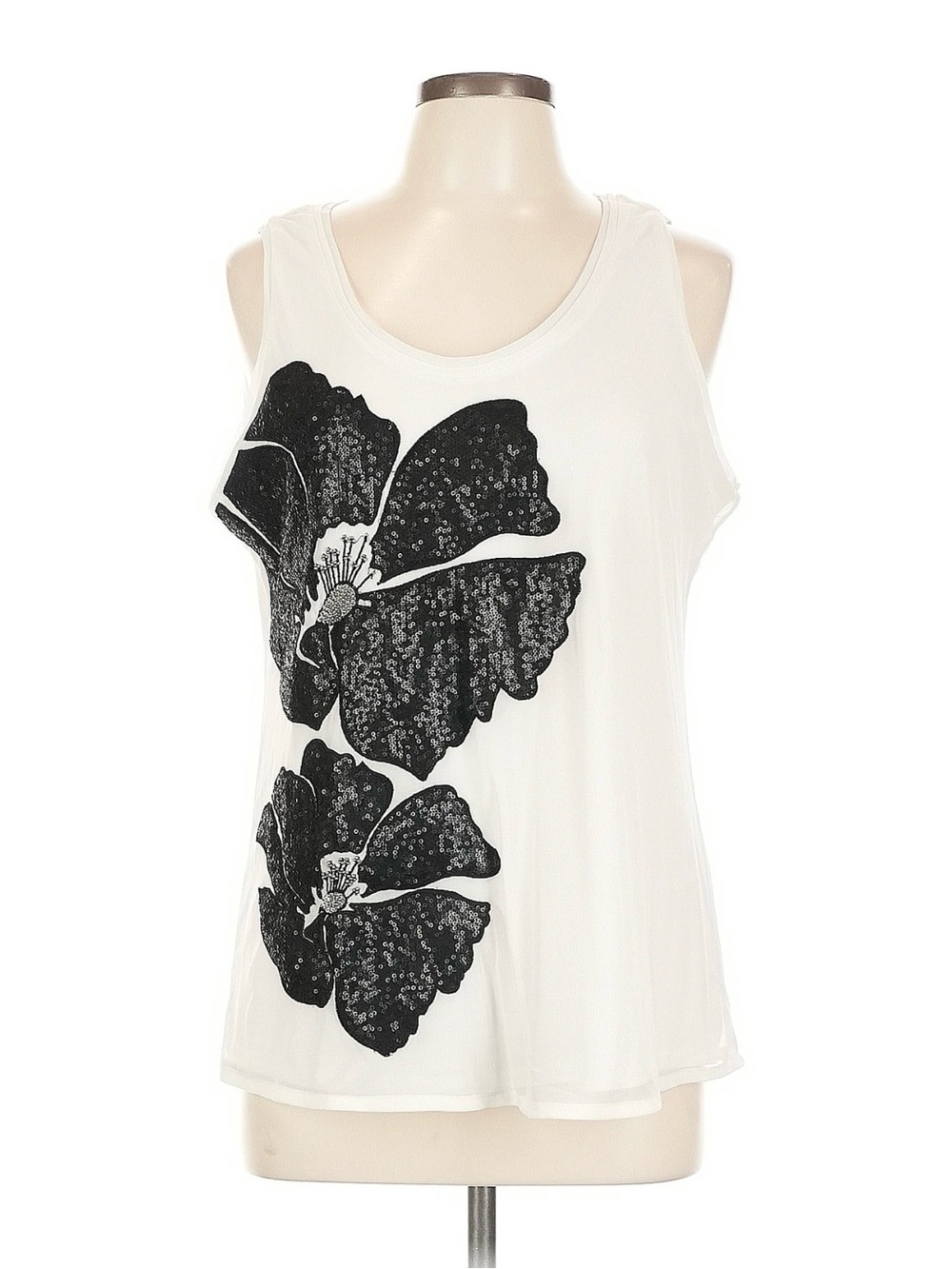 White House Black Market Black Floral Tank Top - Picture 2 of 7